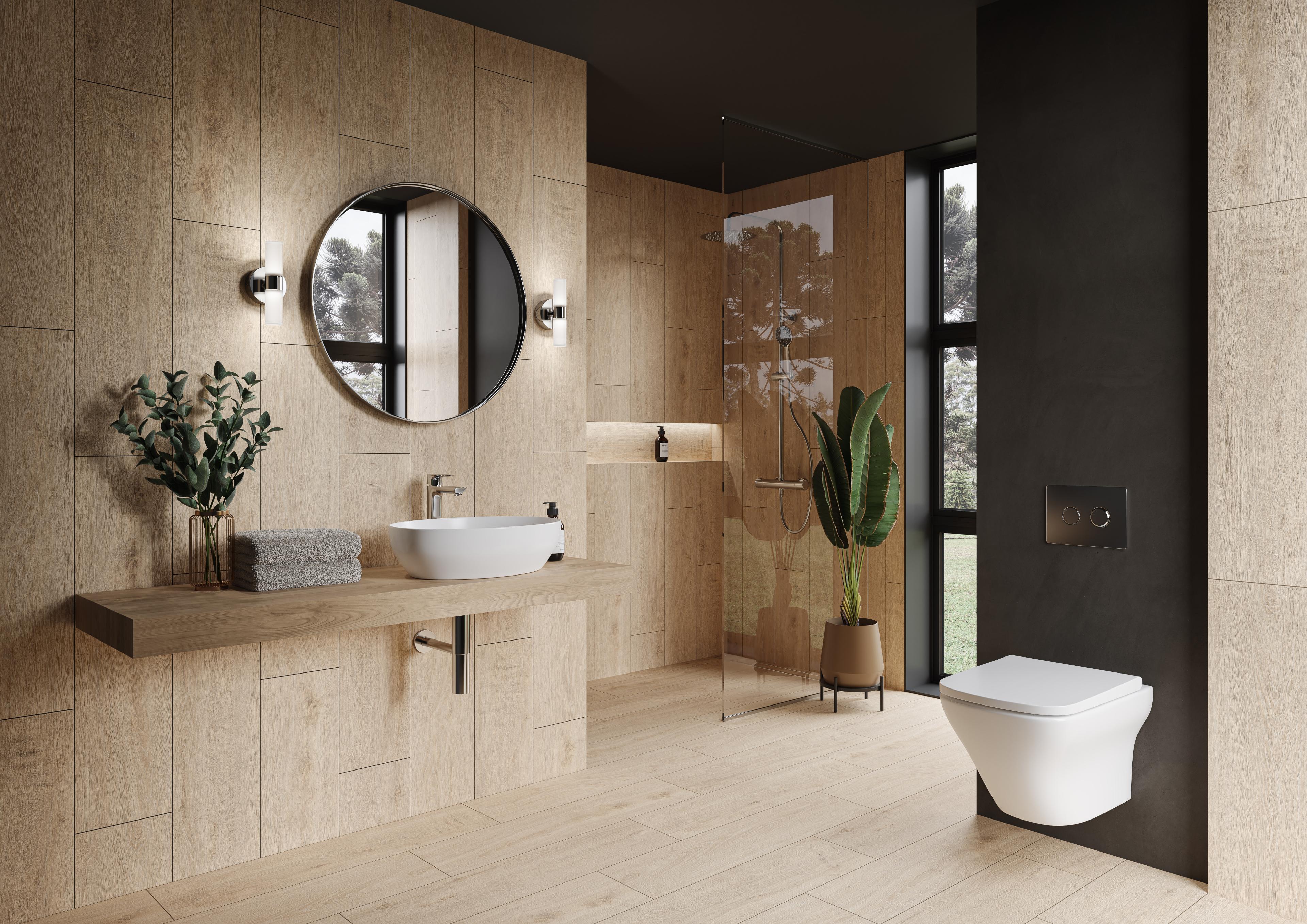 Gresie interior/exterior Cersanit Laren Wood, crem, 89 x 22 cm, suprafata 0,97 mp, PEI 4