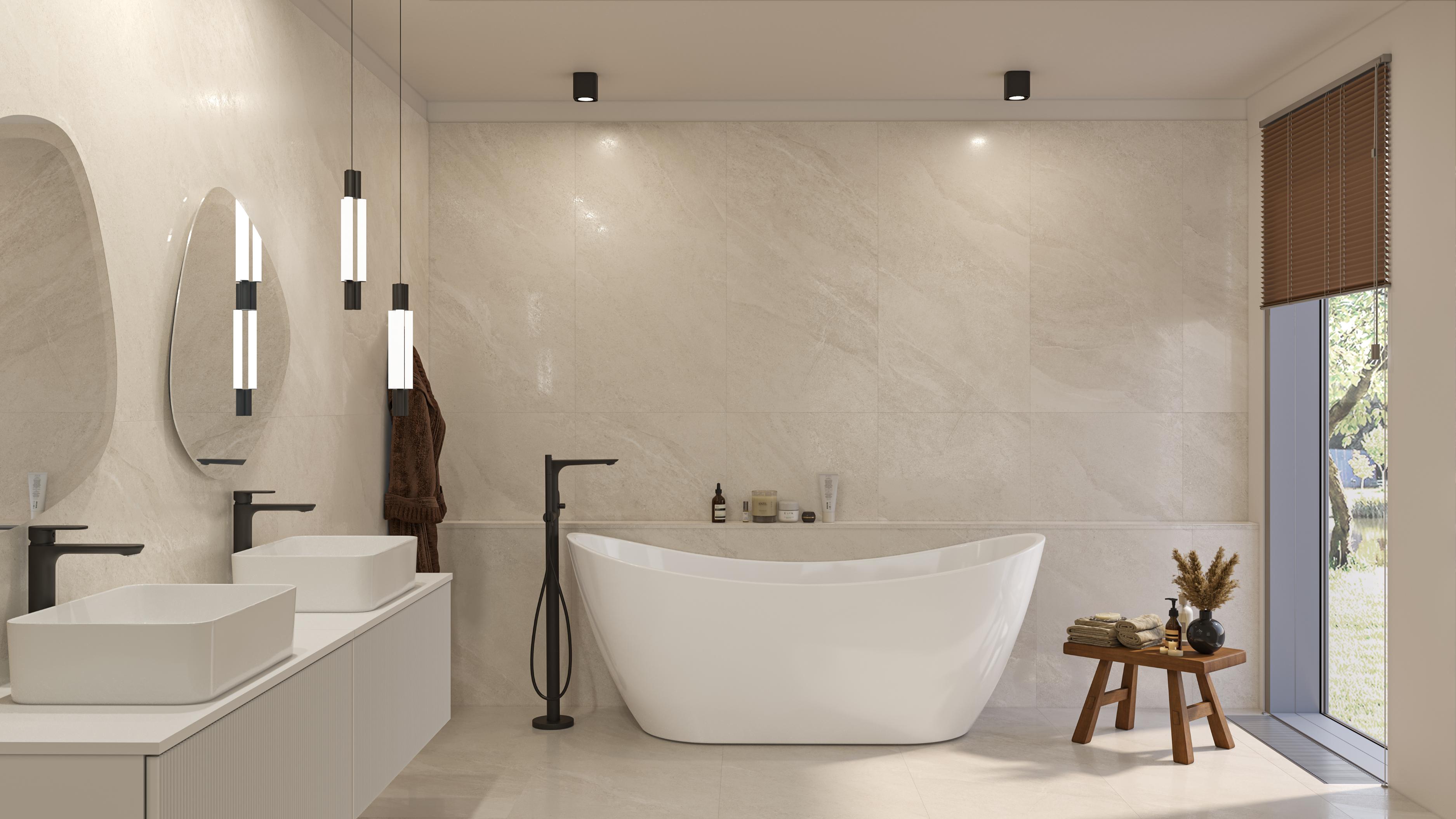 Gresie interior/exterior Cersanit Slow Dune, 120 x 60 cm, 1.43 mp/cutie, crem