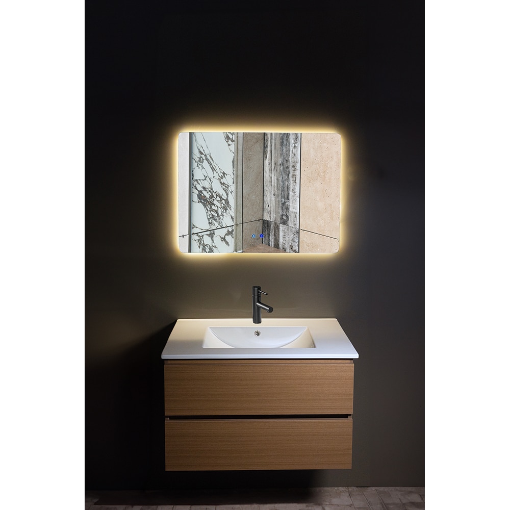 Set mobilier baie Ioana, 3 piese, 60 cm, Iluminare LED, maro