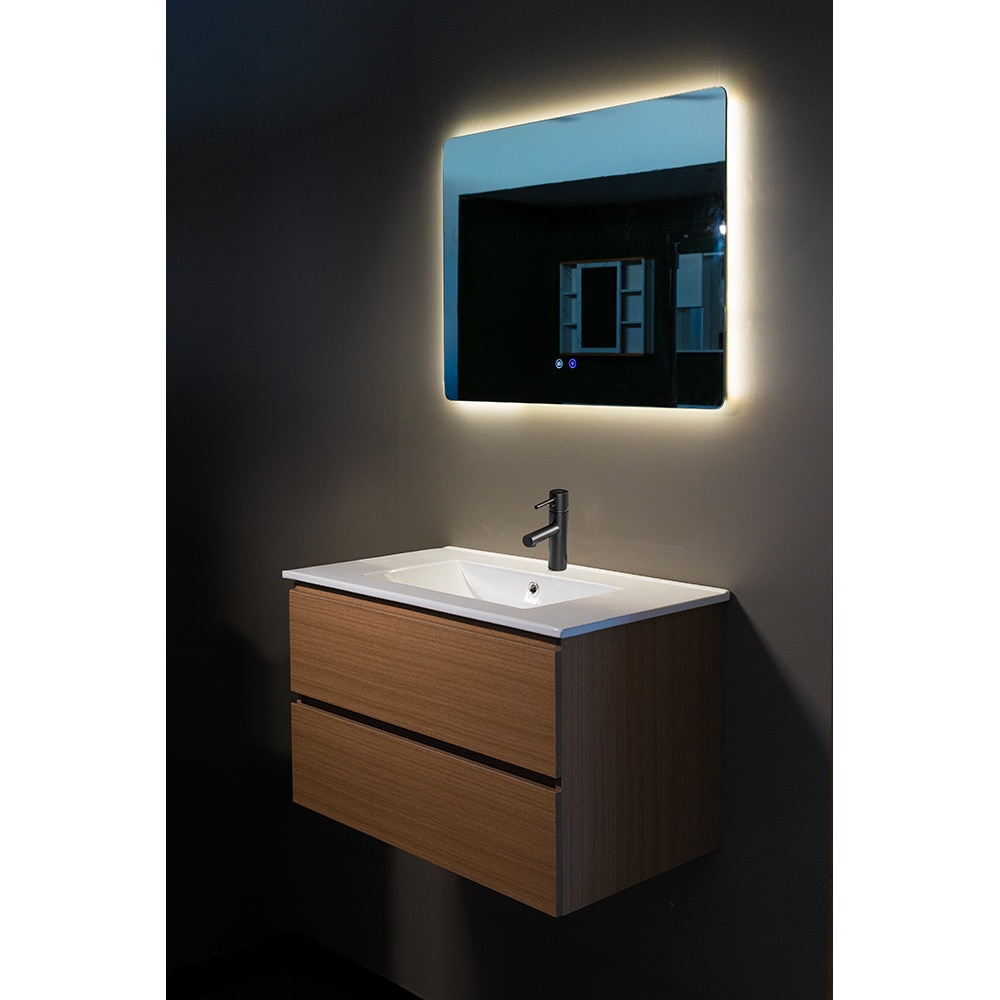 Set mobilier baie Ioana, 3 piese, 60 cm, Iluminare LED, maro