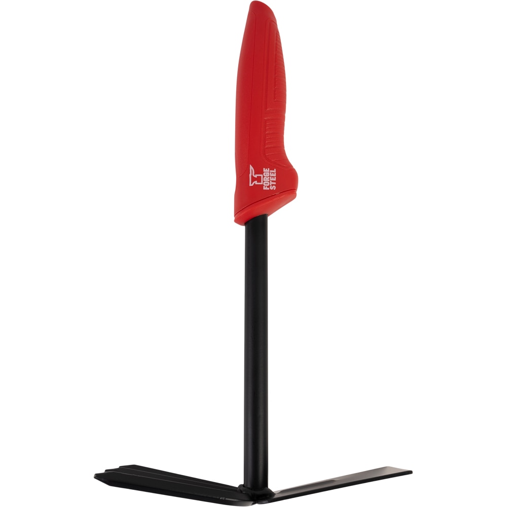Mini sapaliga cu furca FORGE STEEL, 3 dinti, otel, rosu-negru
