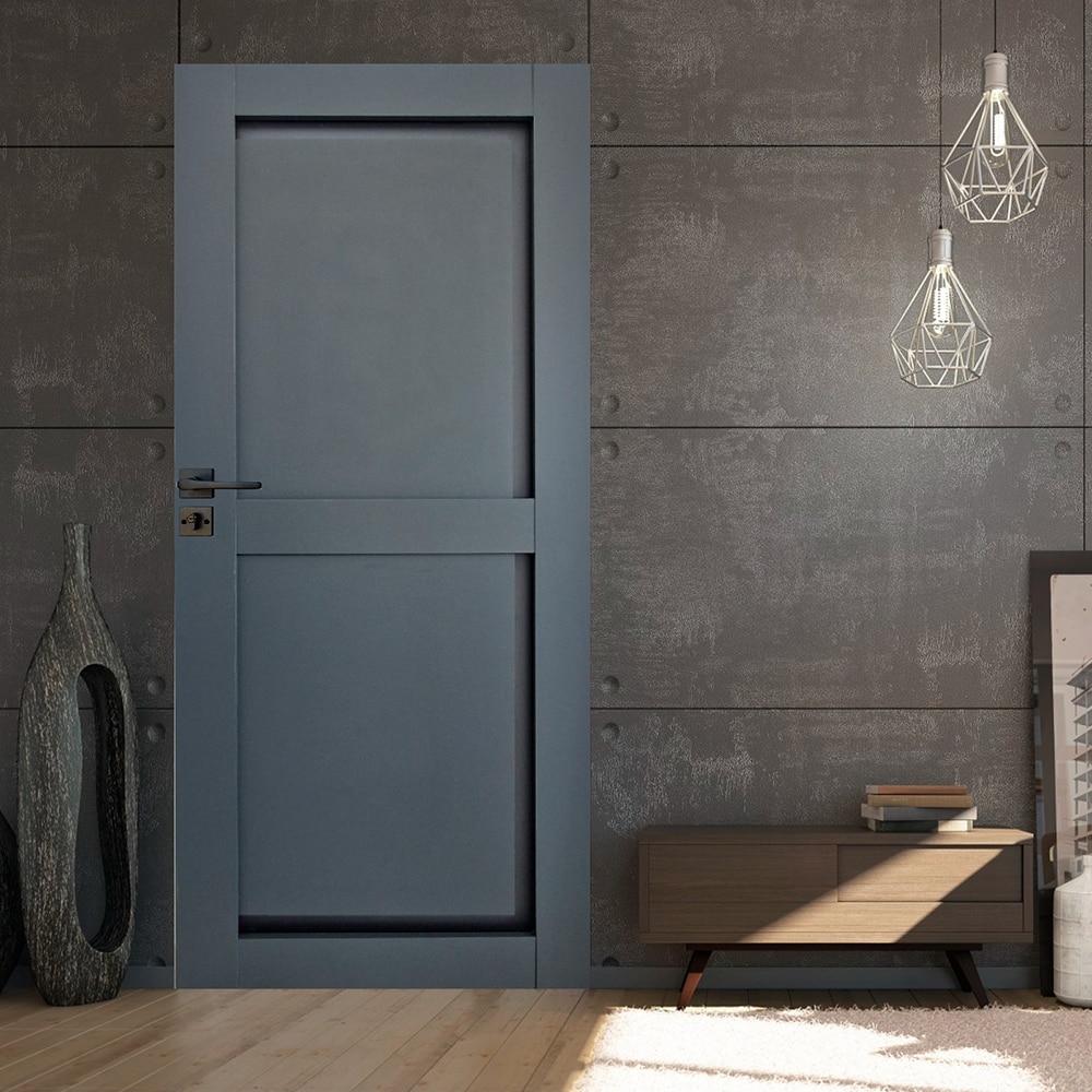 Usa interior Pamate A04, cu plexiglas, reversibila, MDF, 70 x 204 cm, gri antracit