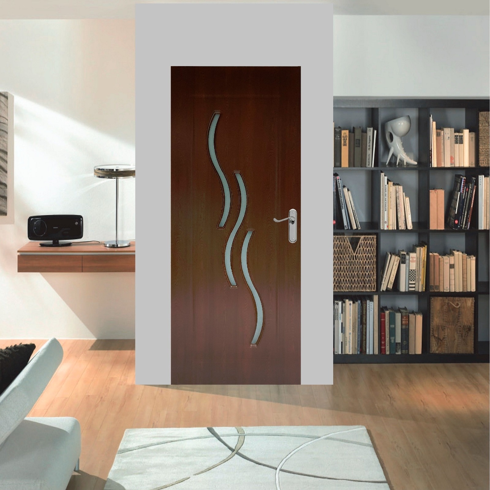 Usa interior cu geam, reversibila, MDF, stejar-auriu, 80 cm x 204 cm  Pamate