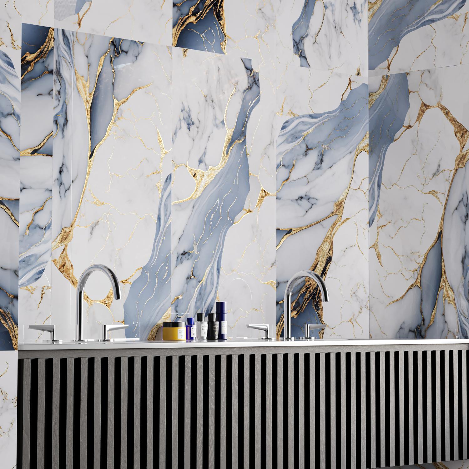 Gresie interior/exterior Aqua Gold Insert, albastru, portelanata, 120 x 60 cm, 1.44 mp/cutie, PEI 3