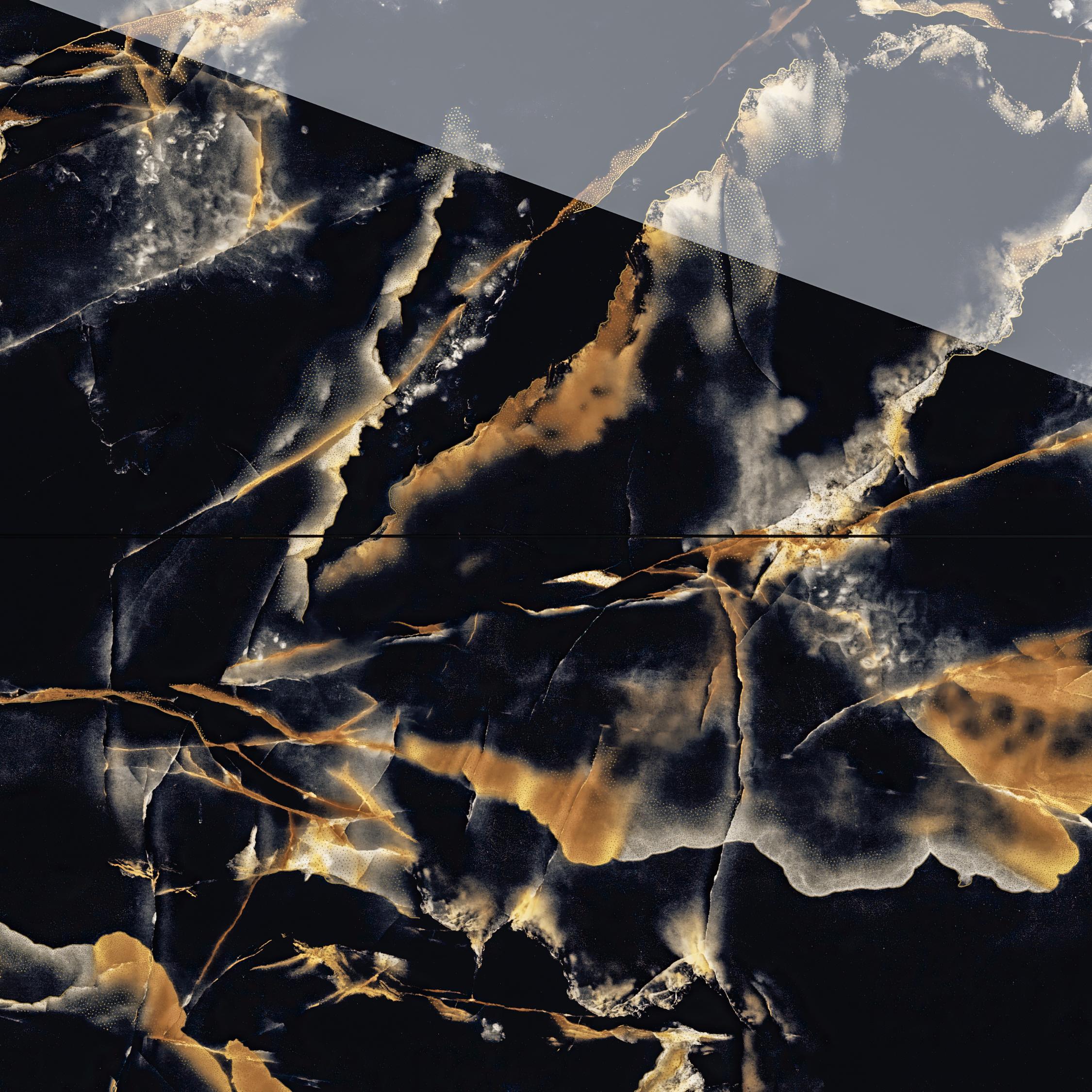 Gresie interior/exterior Black Gold Insert, negru, portelanata, 120 x 60 cm, 1.44 mp/cutie, PEI 3