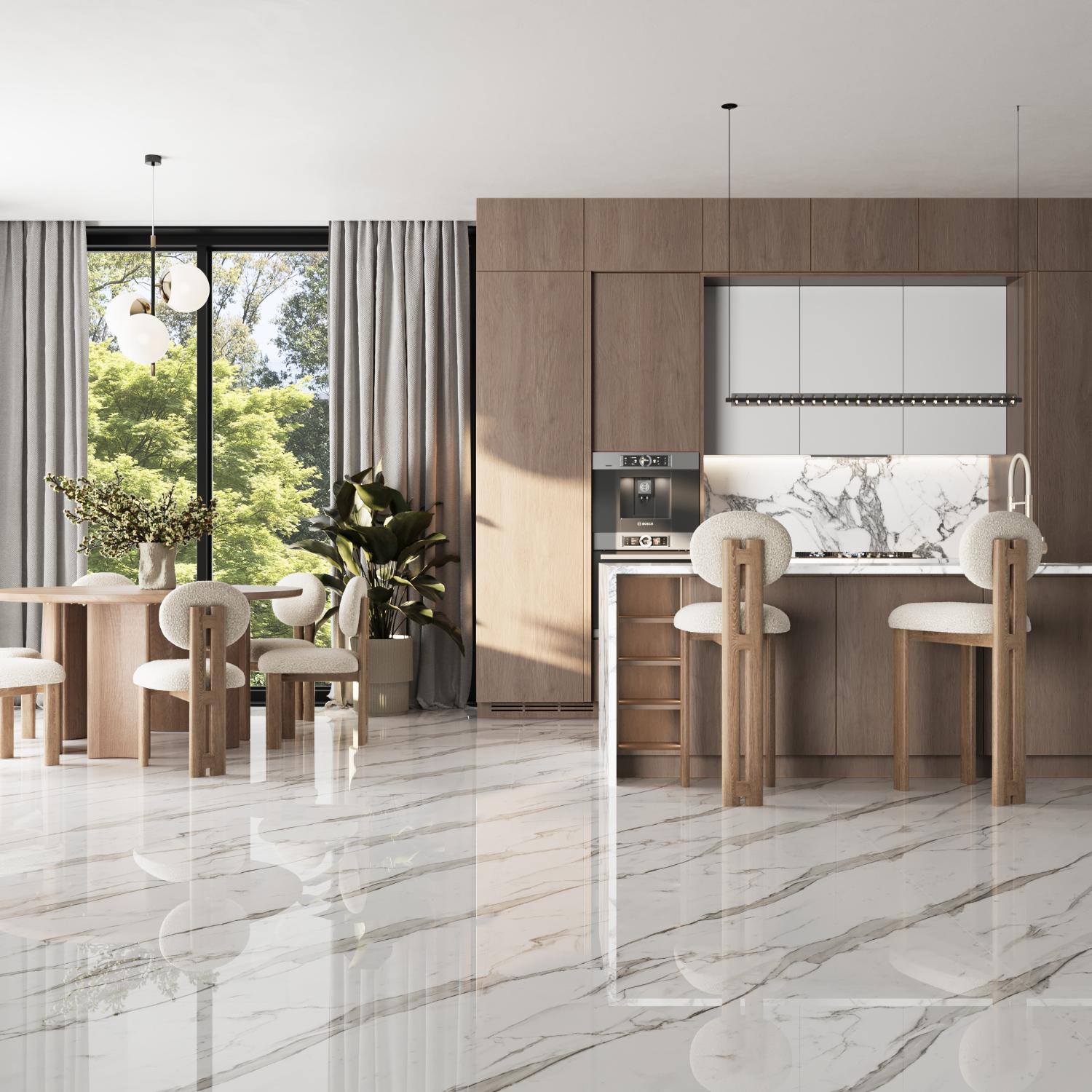 Gresie interior/exterior Royal Statuario, alb, portelanata, 120 x 60 cm, suprafata 1.44 mp/cutie, PEI 3