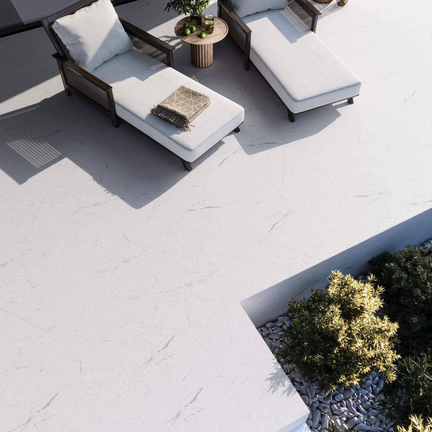 Gresie interior/exterior Anamur, alb, portelanata, 120 x 60 cm, 1.44 mp/cutie, PEI 4