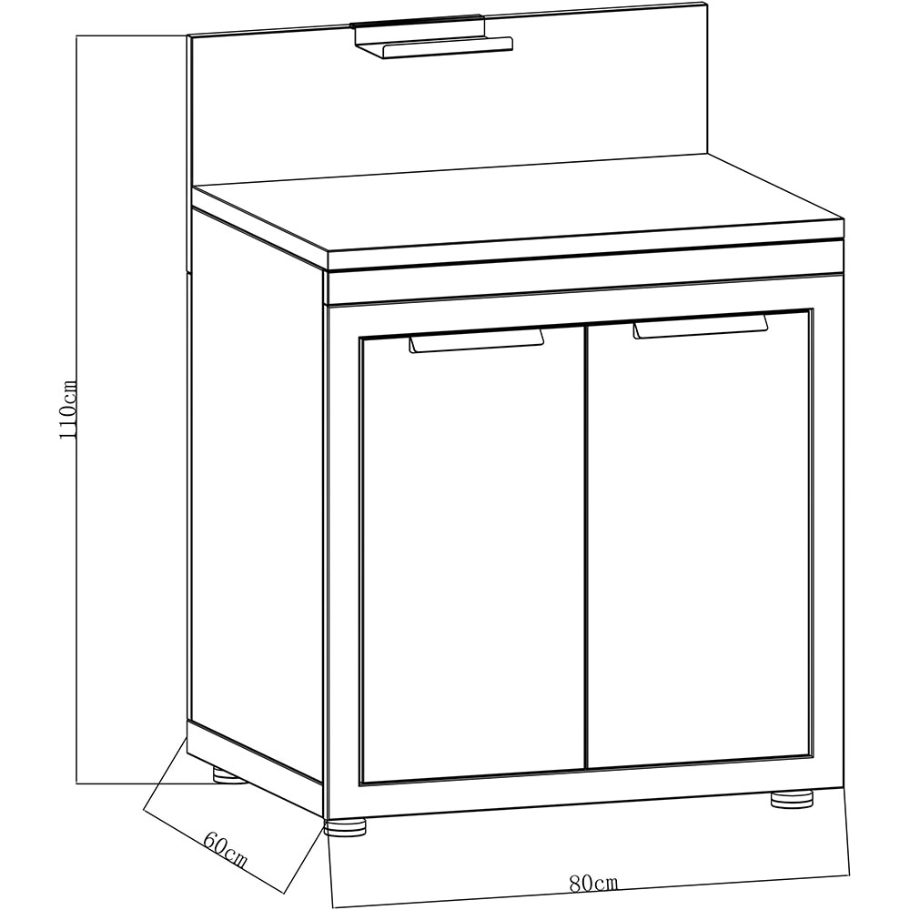 Dulap bucatarie terasa GOODHOME Cucino, 60 x 80 x 110 cm, otel, gri
