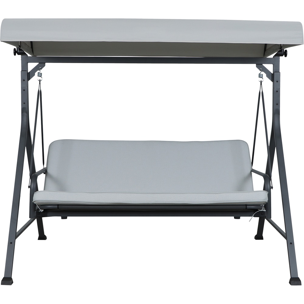 Balansoar pat gradina GOODHOME, 3 locuri, copertina, 200 x 130 x 183.5 cm, gri