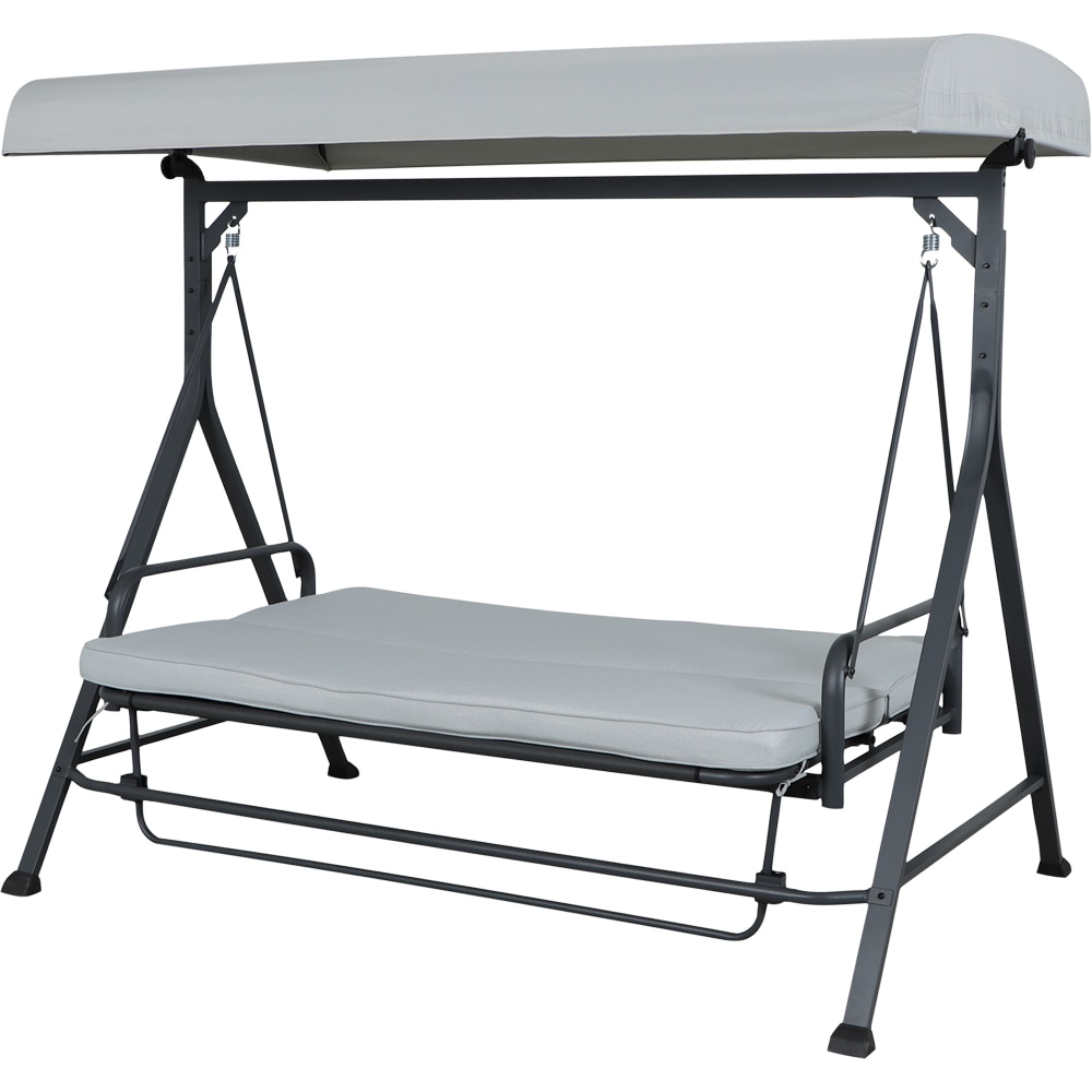 Balansoar pat gradina GOODHOME, 3 locuri, copertina, 200 x 130 x 183.5 cm, gri