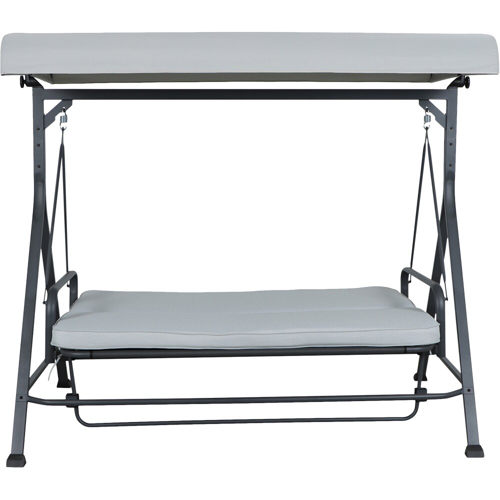 Balansoar pat gradina GOODHOME, 3 locuri, copertina, 200 x 130 x 183.5 cm, gri