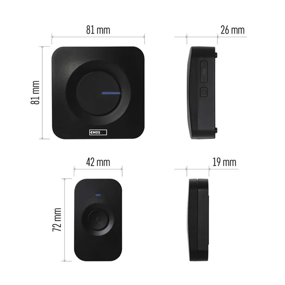 Sonerie wireless EMOS P5728, 52 melodii, 180m, negru