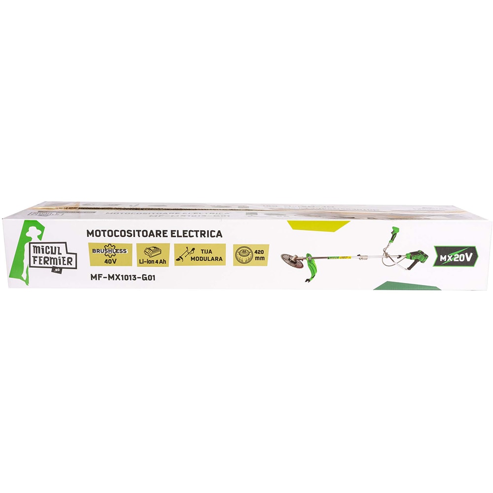 Motocoasa electrica MICUL FERMIER, 4 Ah, 20V, 42 cm, 2 acumulatori