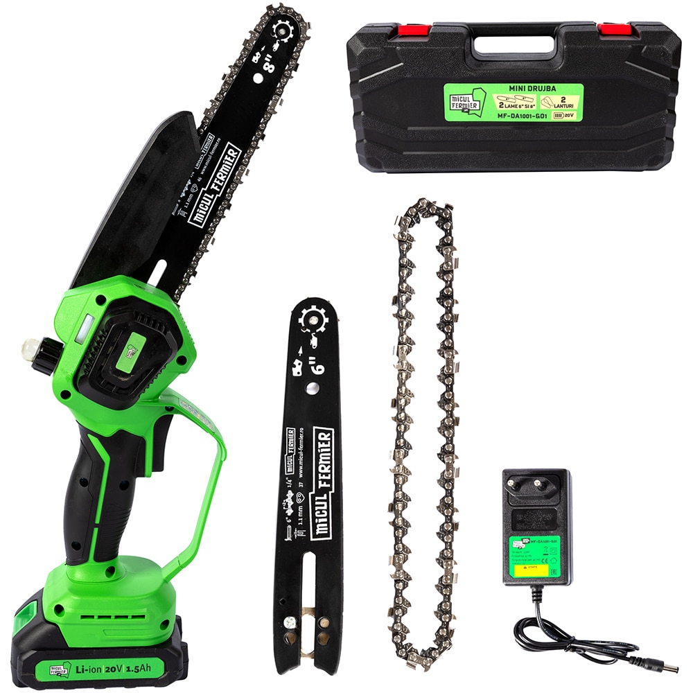 Mini drujba MICUL FERMIER, 20 V, 2 lame, 2 lanturi