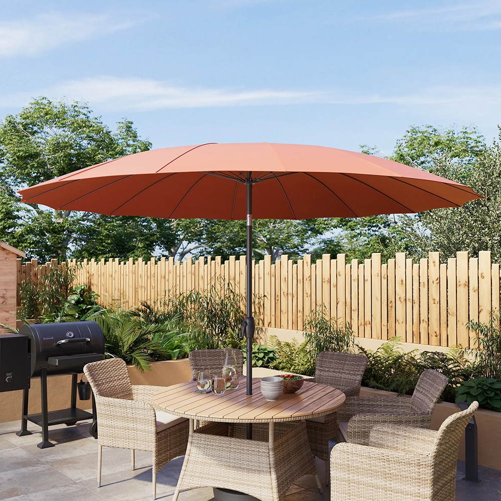 Umbrela gradina inclinabila GOODHOME Temara, 3 m, UPF30, deschidere tip manivela, aluminiu, maro teracota