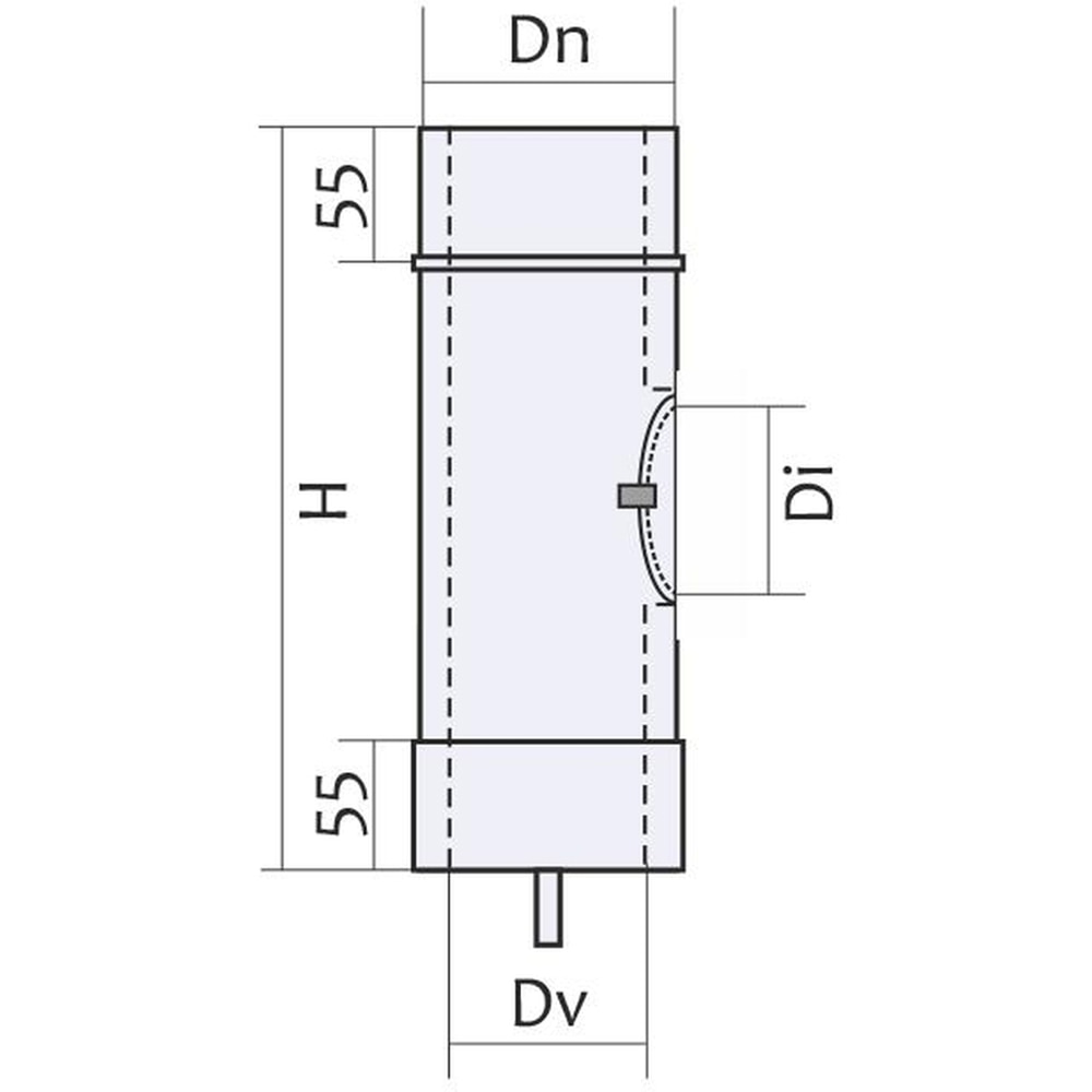 Usita inspectie cos de fum dublu perete VULCANO, diametru 120-180 mm, inox