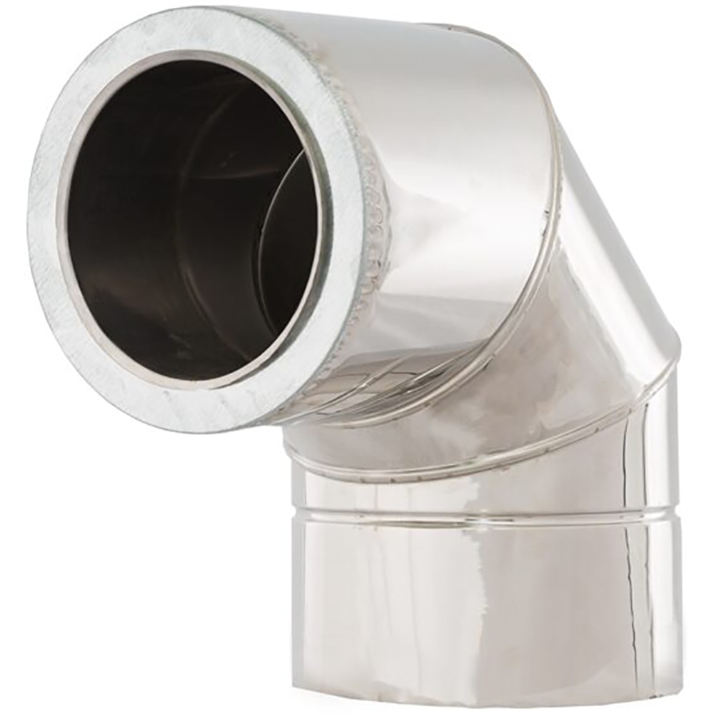 Cot 90 grade cos de fum dublu perete VULCANO, diametru 120-180 mm, inox