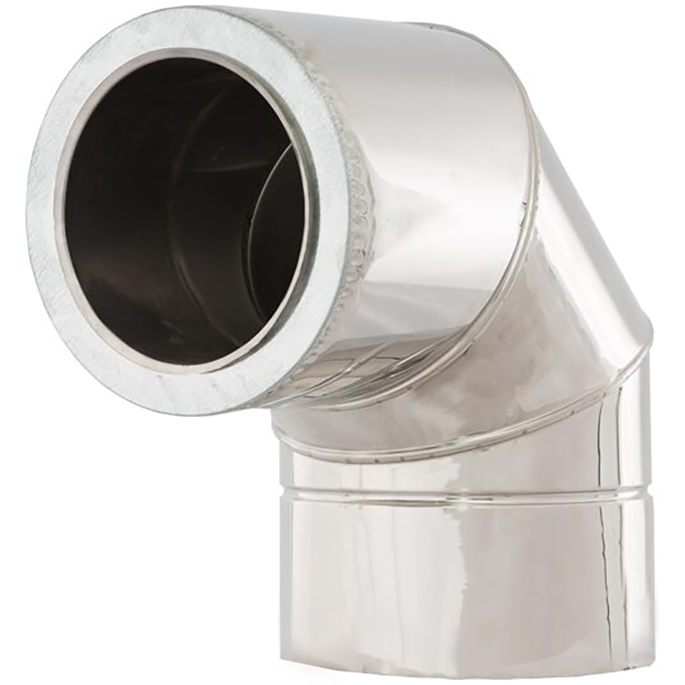 Cot 90 grade cos de fum dublu perete VULCANO, diametru 160-220 mm, inox