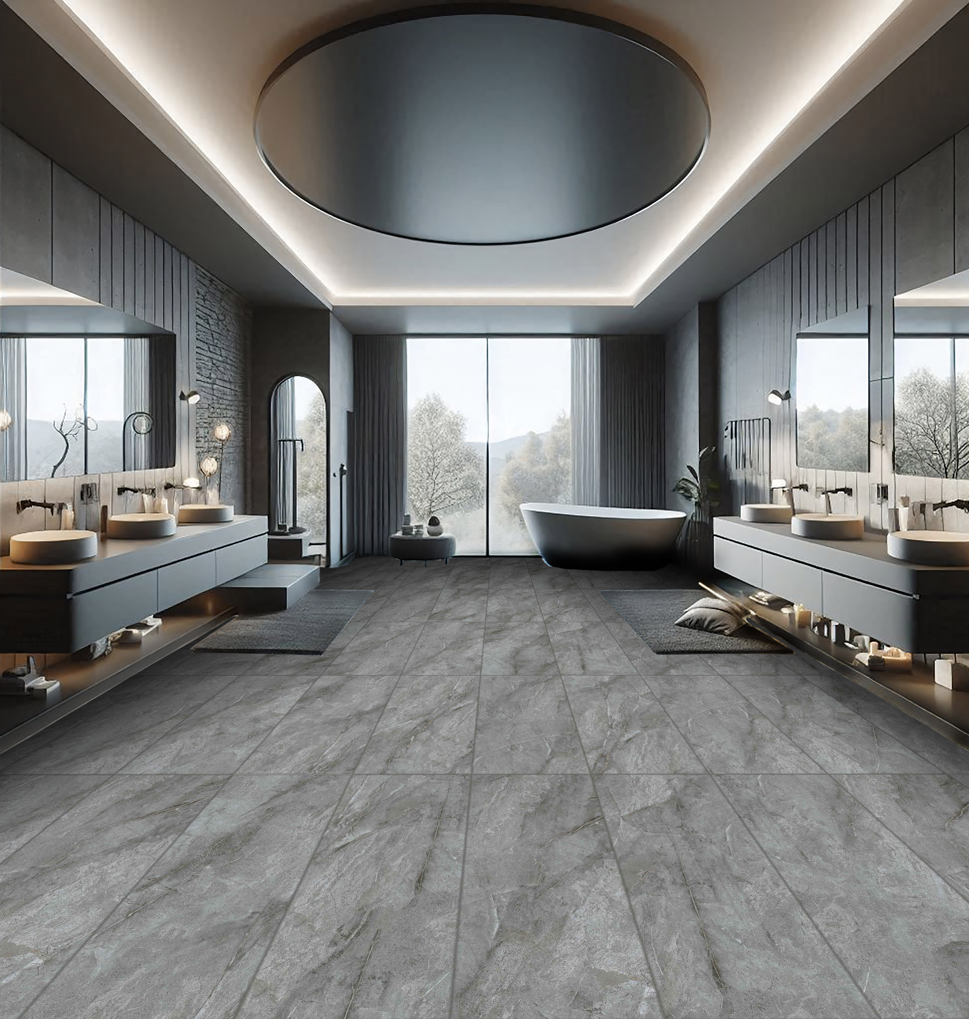 Gresie interior/exterior Milestone, antracit, 120 x 60 cm, 8 mm, 1.44 m2/cutie, PEI 2