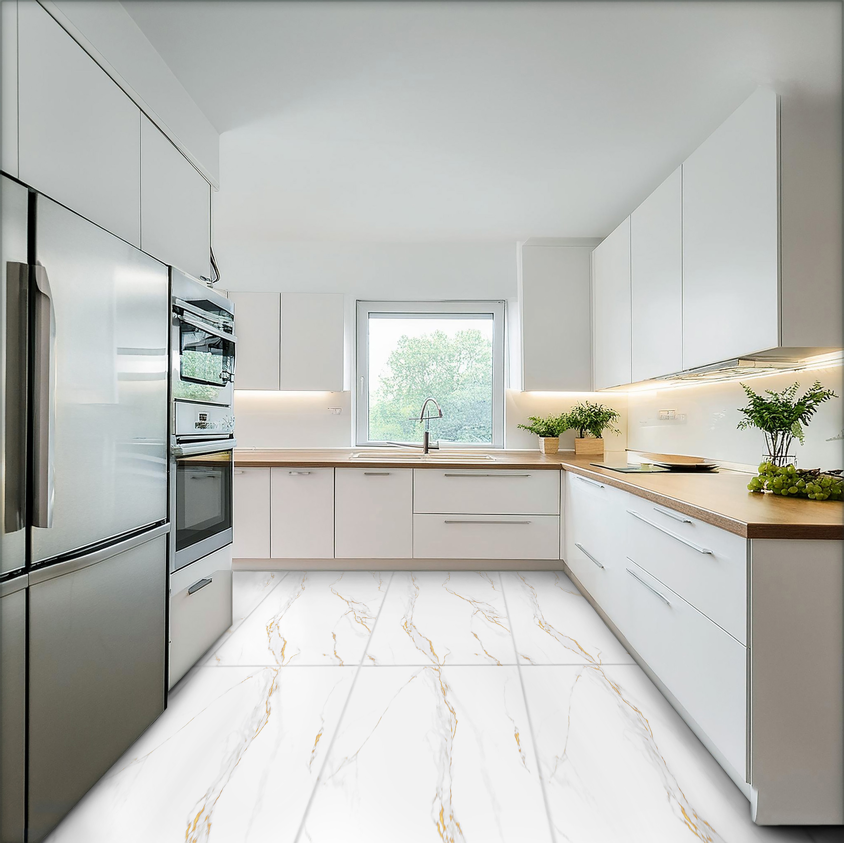 Gresie interior/exterior Isabella, alb, portelanata, 120 x 60 cm, suprafata 1.44 mp/cutie, PEI 4