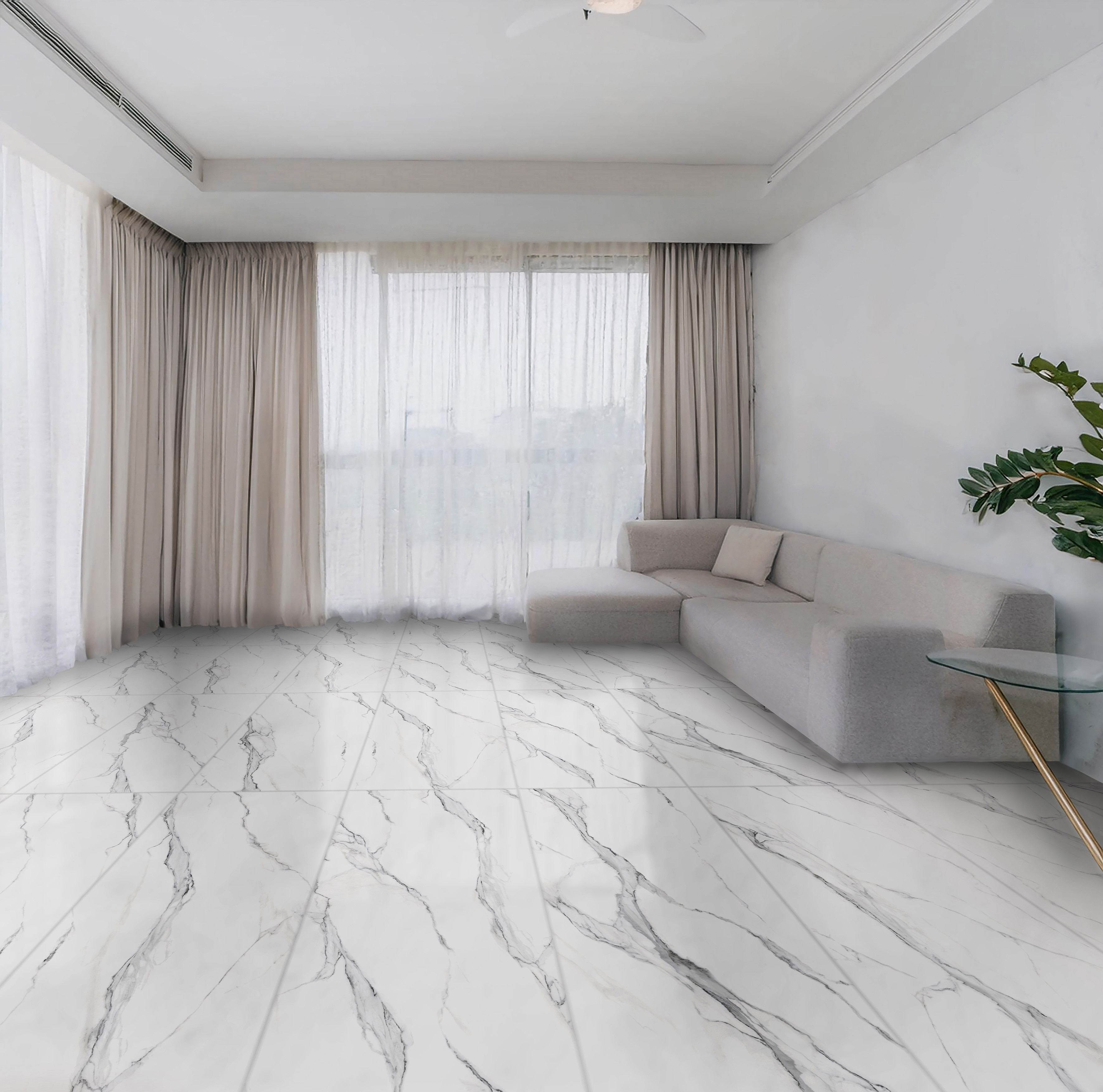 Gresie interior/exterior Isabella, alb, portelanata, 120 x 60 cm, suprafata 1.44 mp/cutie, PEI 4