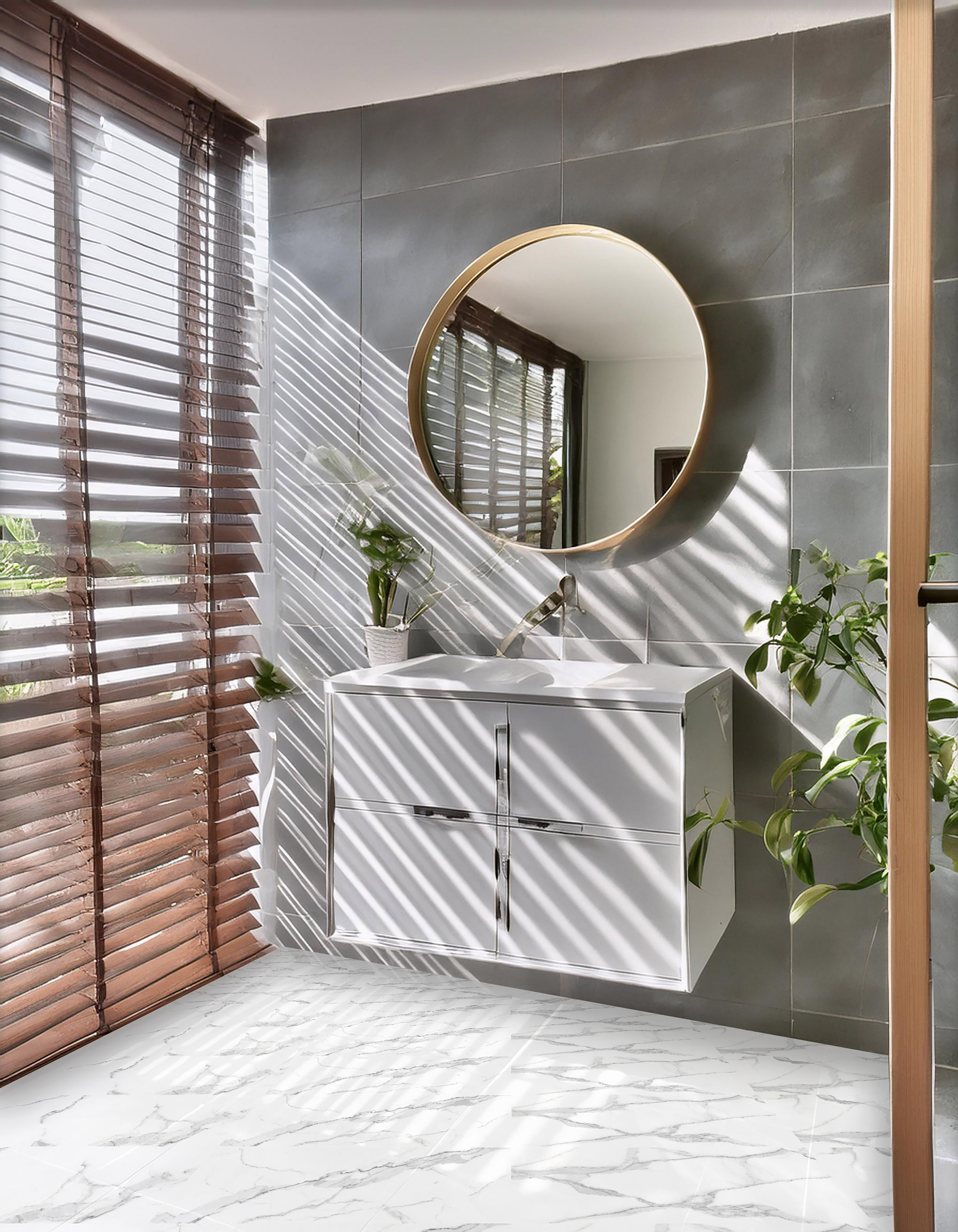 Gresie interior/exterior Kalos, alb, portelanata, 30 x 60 cm, 1.8 mp/cutie, PEI 4