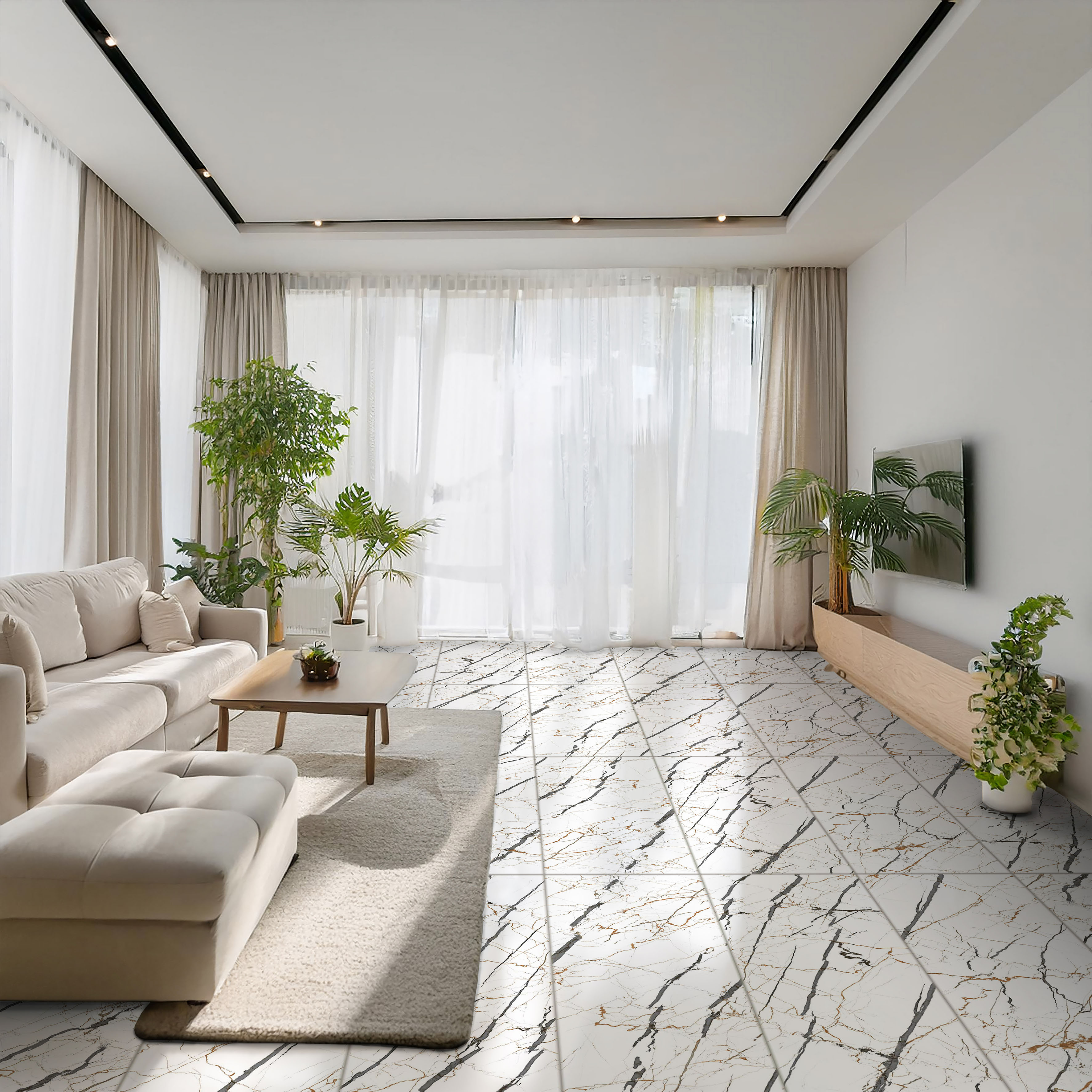 Gresie interior/exterior Luxor, alb, portelanata, 120 x 60 cm, suprafata 1.44 mp/cutie, PEI 4