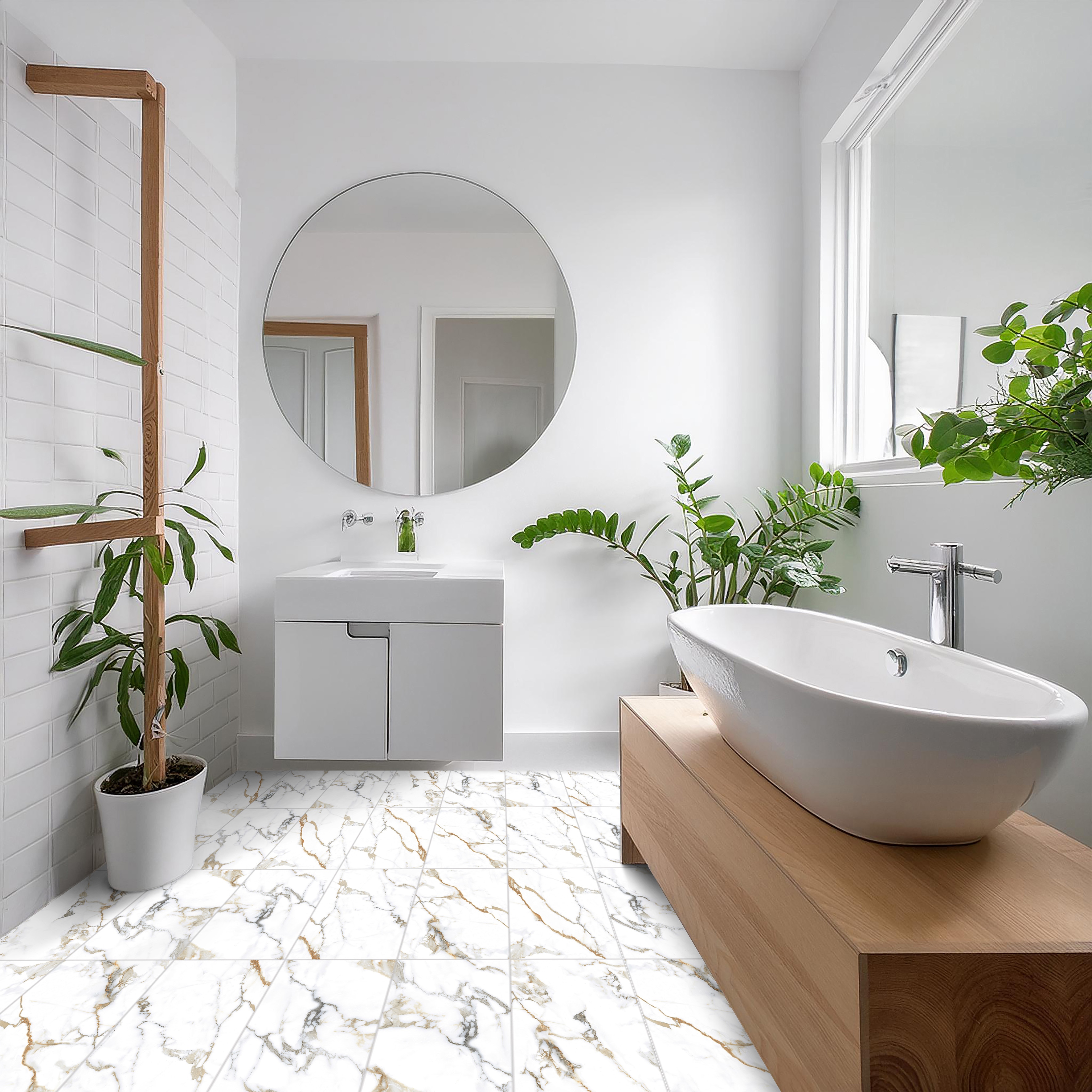 Gresie interior/exterior Olimp, alb, portelanata, 60 x 30 cm, 1.8 mp/cutie, PEI 4