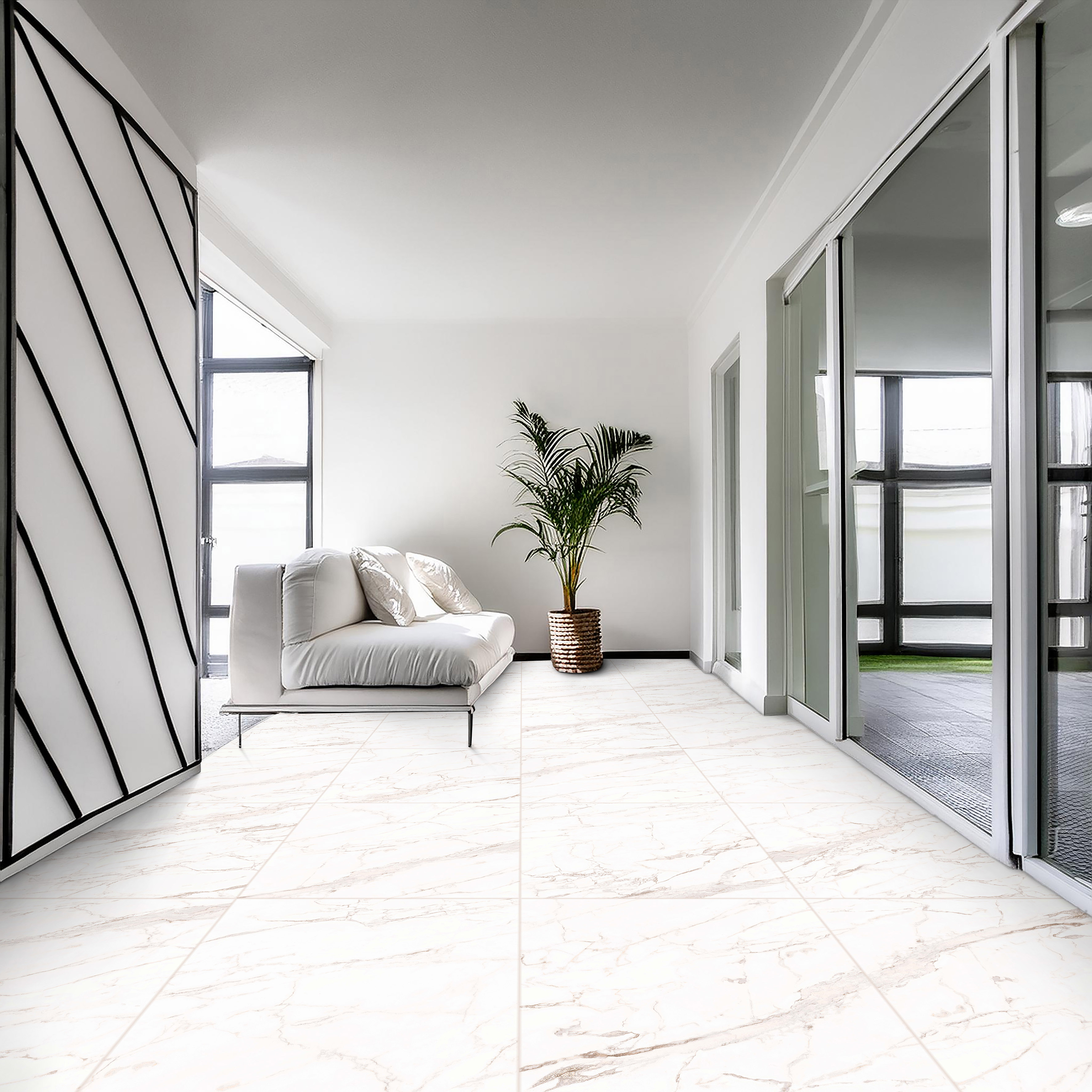 Gresie interior/exterior Athens, alb, portelanata, 60 x 60 cm, 1.84 mp/cutie, PEI 4