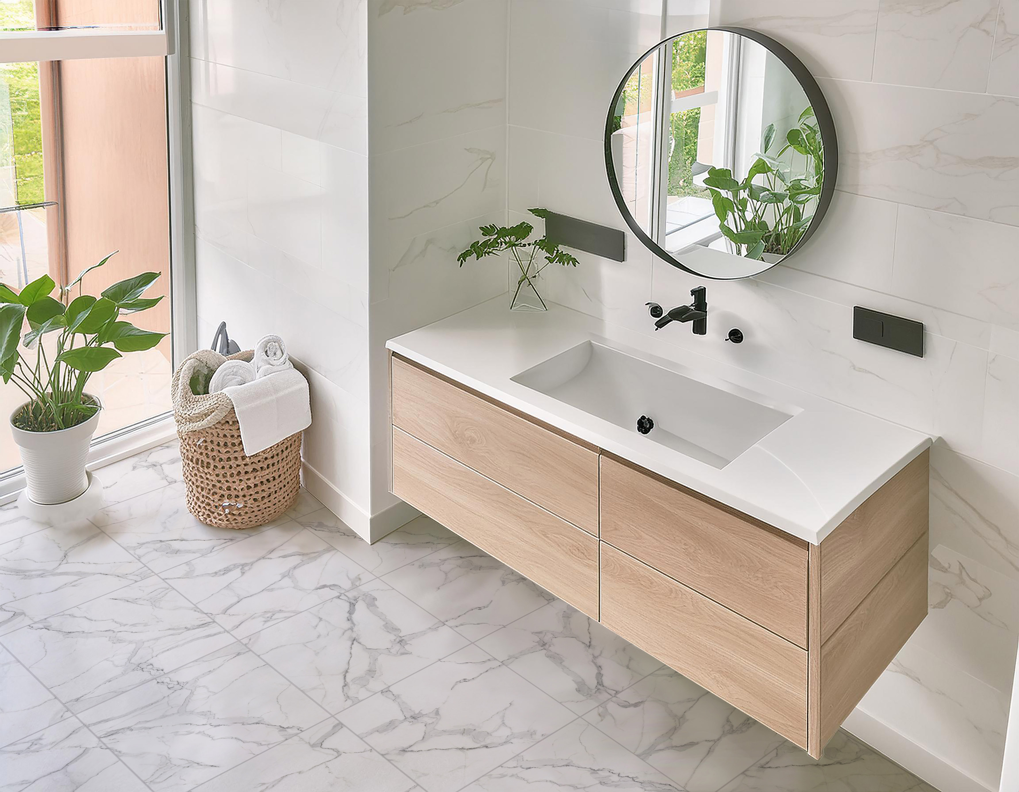 Gresie interior/exterior Kalos, alb, portelanata, 45 x 45 cm, suprafata 1.25 mp/cutie, PEI 4