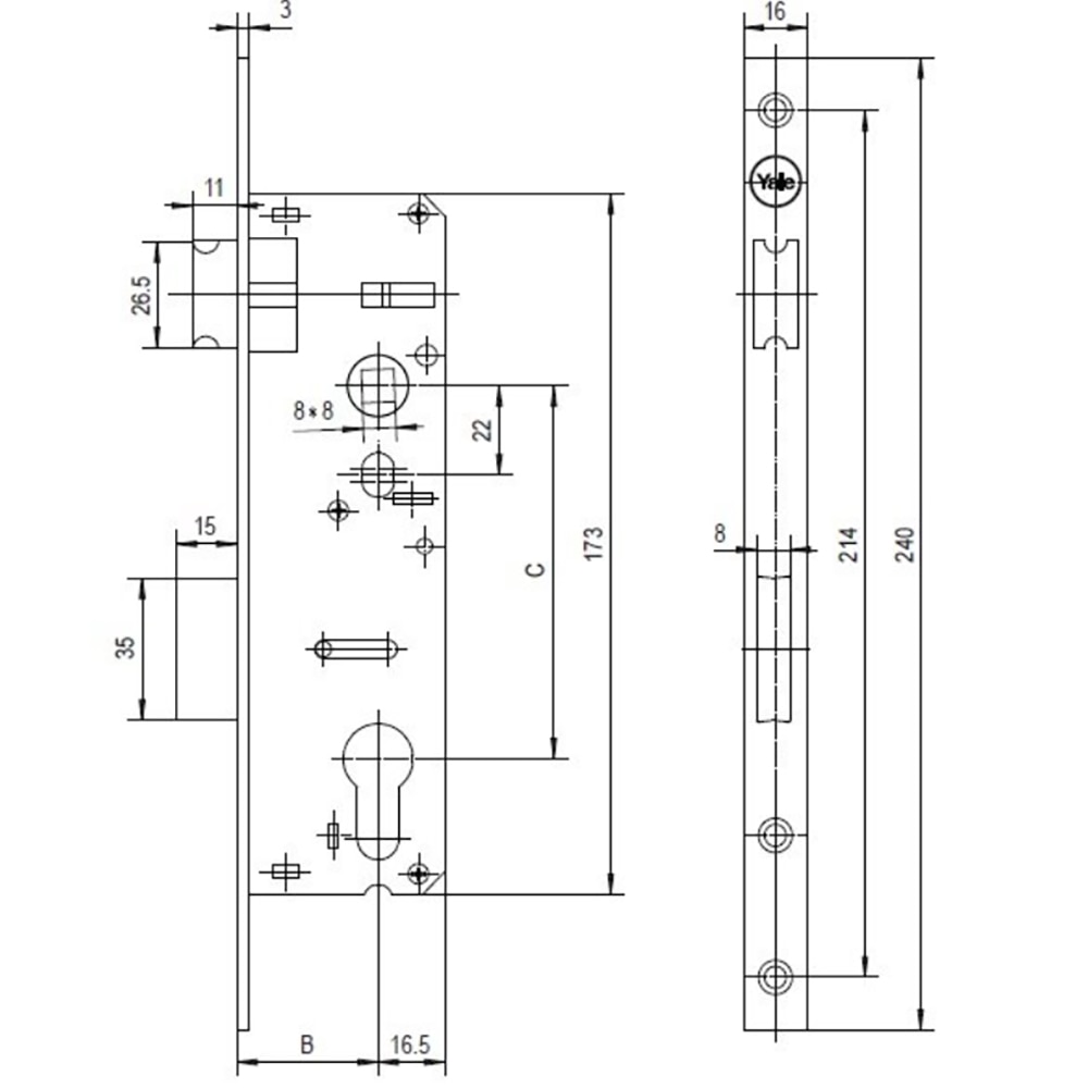 Brosca profil ingust YALE, 20 x 92 mm