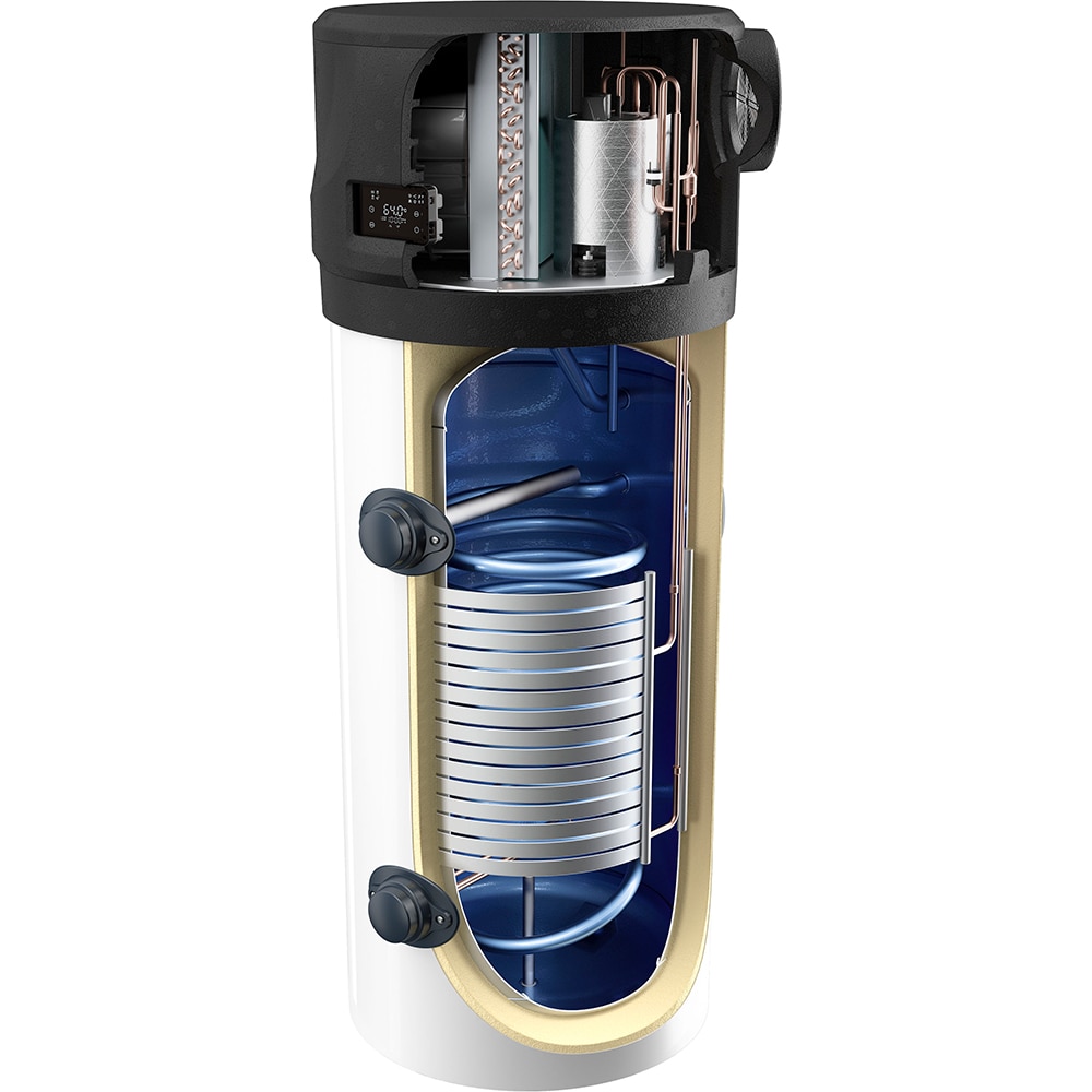 Boiler cu pompa de caldura TESY AquaThermica Pro cu serpentine HPWH 4.11FS 200 U 01 S, 200 l, alb