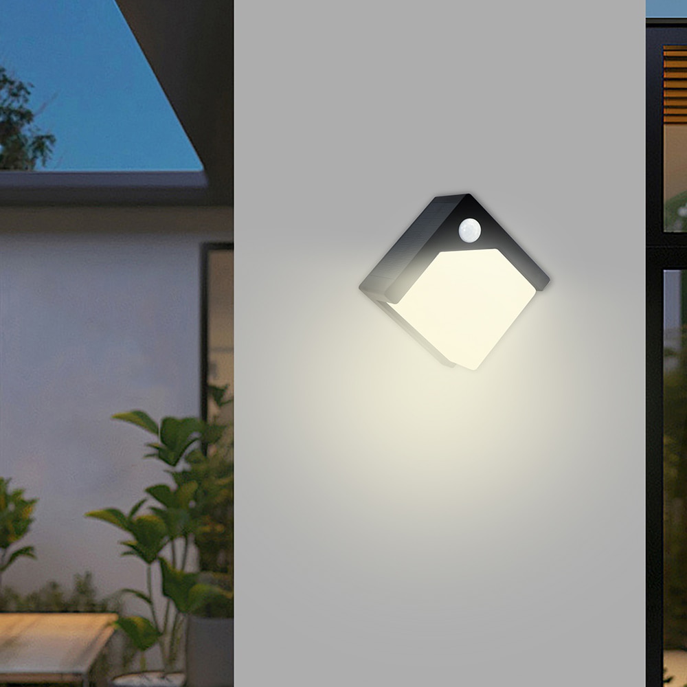 Aplica solara cu senzor, 0.15W, LED incorporat, negru