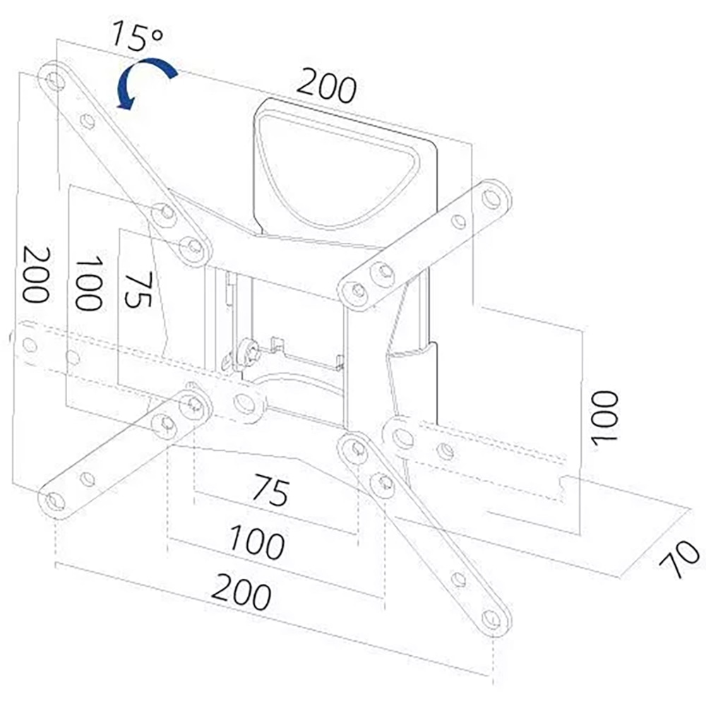 Suport TV perete ENTAC 152E, reglabil, pana la 43", 20kg, negru