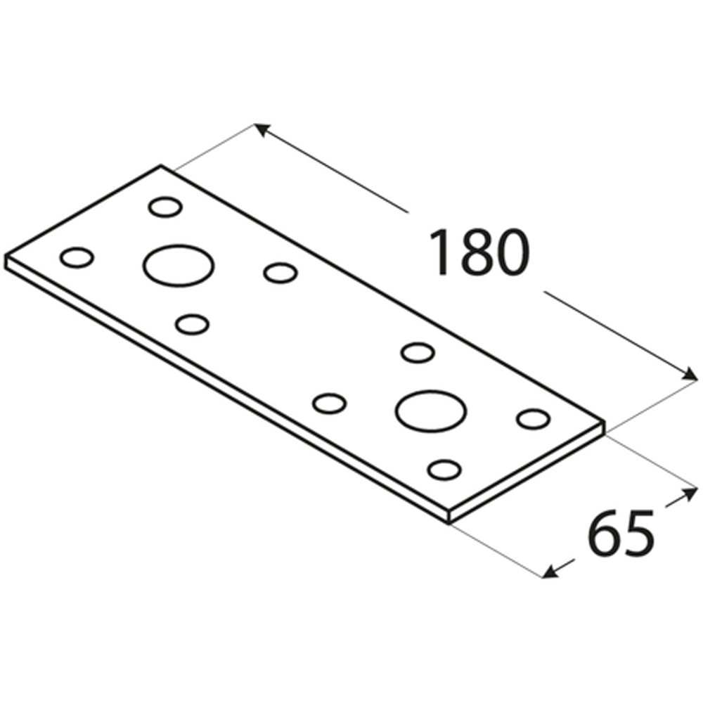 Conector plat DMX 4475, otel, 180 x 65 x 2.5 mm
