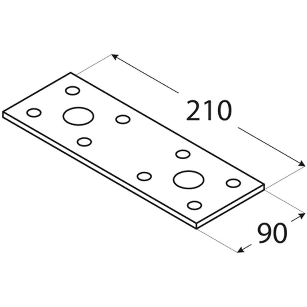 Conector plat DMX 4476, otel, 210 x 90 x 2.5 mm