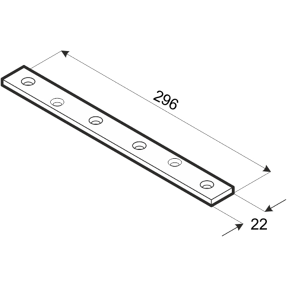 Conector plat DMX 448691, otel, 296 x 22 x 2 mm