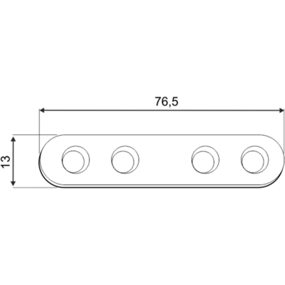 Conector plat 76 DMX 4483314, otel, 76.5 x 13 x 2 mm