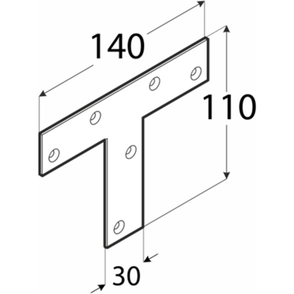 Conector tip T DMX 4628, otel, 140 x 110 x 2 mm