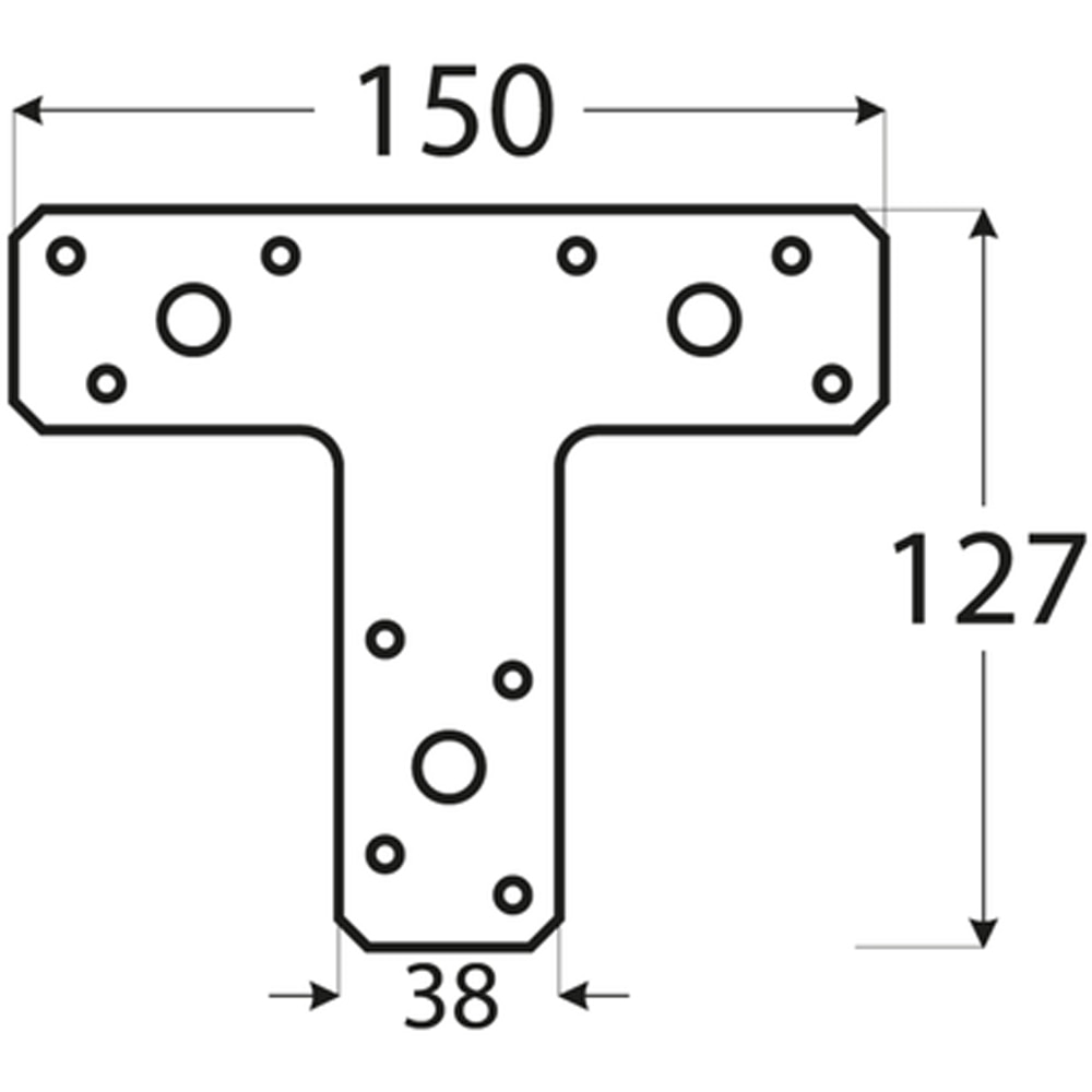 Conector tip T DMX 4627, otel, 150 x 127 x 2 mm