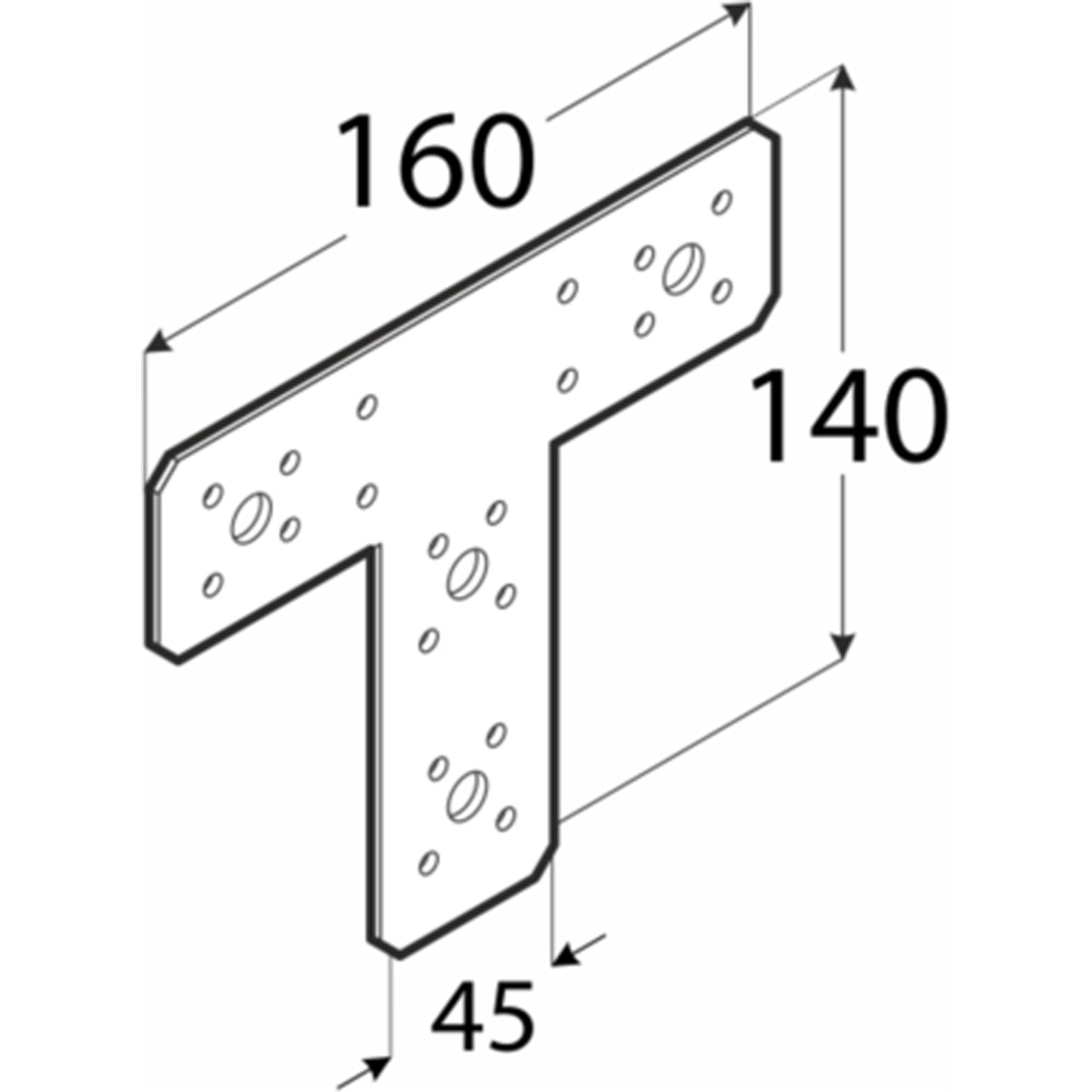 Conector tip T DMX 4629, otel, 160 x 140 x 45 mm