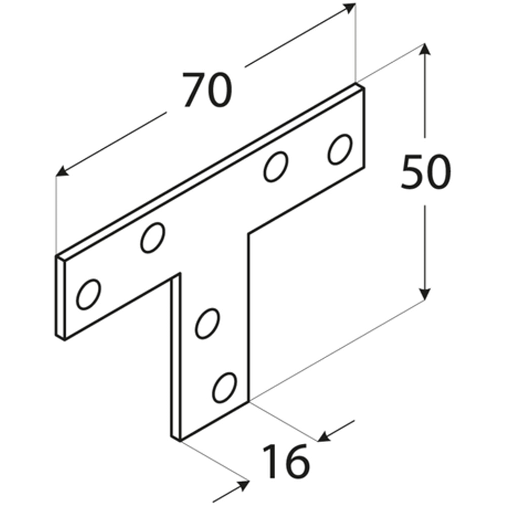 Conector tip T DMX 4626, otel, 70 x 50 x 2 mm