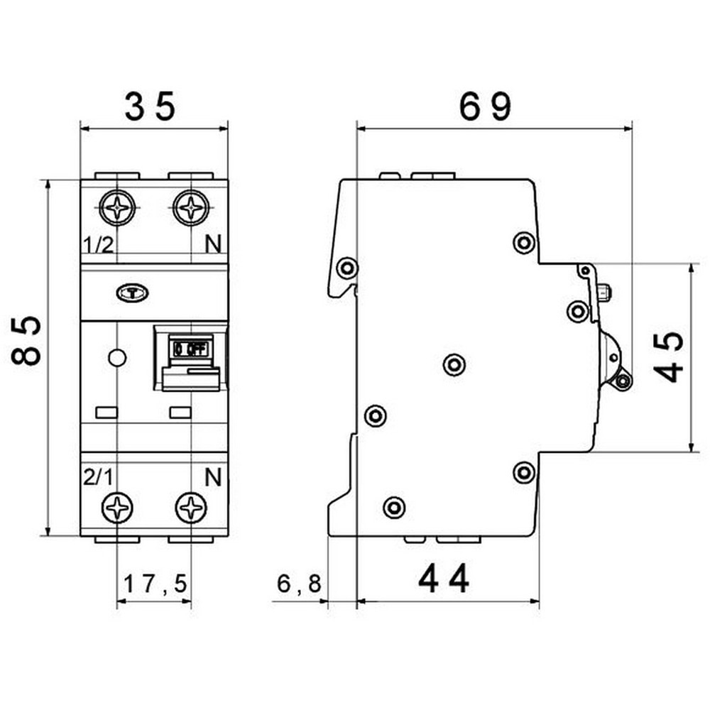 Siguranta automata GEWISS GW91908, 1P+N, 16A, curba B, IP20, gri