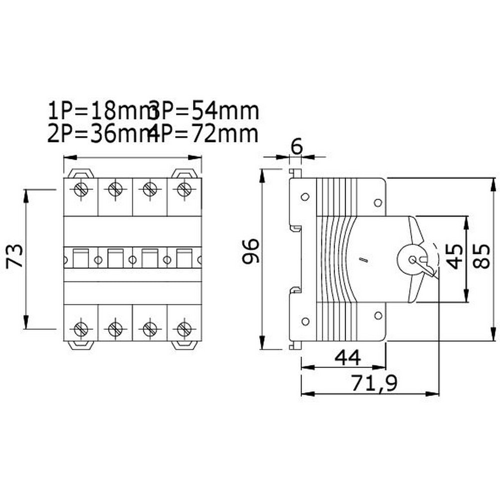 Separator GEWISS GW96134, tetrapolara, 32A, IP20, gri