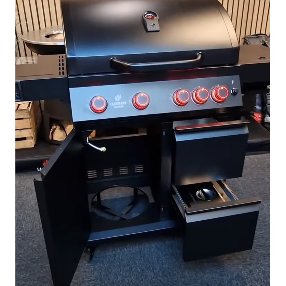 Gratar pe gaz LANDMANN Cool Black 15273 4.1 Maxx, 4 + 1 arzatoare, 4 role, negru