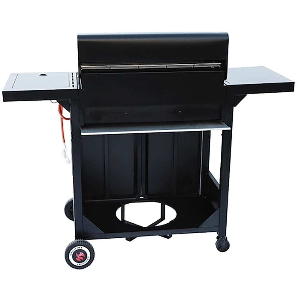 Gratar gaz Rookie 3.1 LANDMANN, 2 arzatoare principale 2 x 2.9 kW + arzator lateral 3.0 kW, suprafata de gatit 48.5 x 37.5 cm, 128.5 x 54 cm, negru