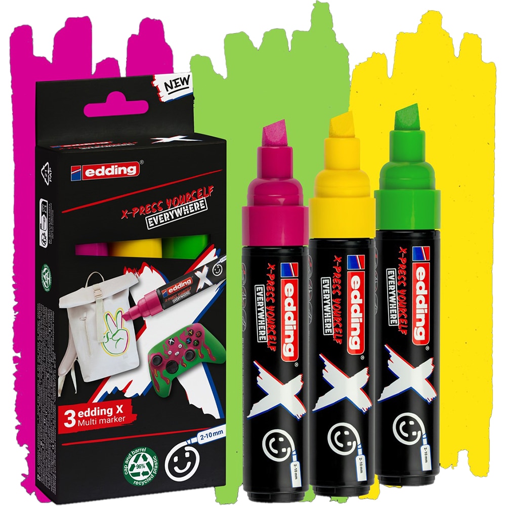 Set markere EDDING 6900 X-Press Yourself, 2-10 mm, multicolor, 3 bucati
