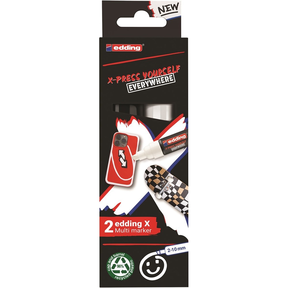 Set markere EDDING 6900 X-Press Yourself, 2-10 mm, alb si negru, 2 bucati