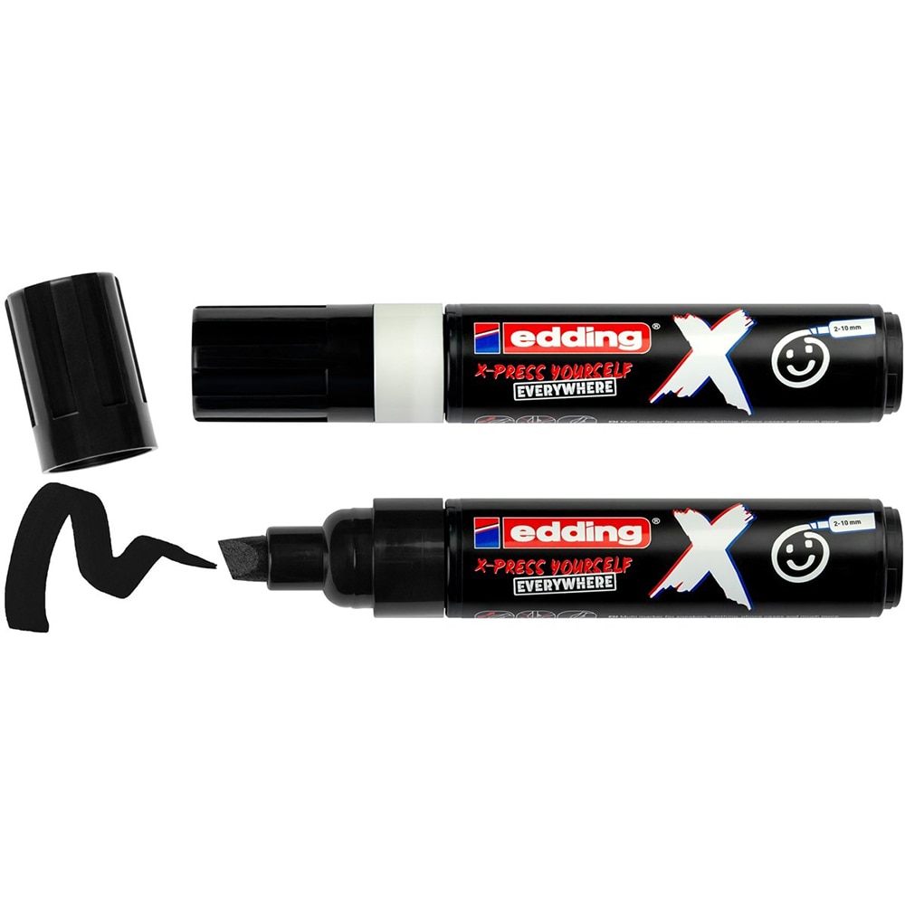 Set markere EDDING 6900 X-Press Yourself, 2-10 mm, alb si negru, 2 bucati