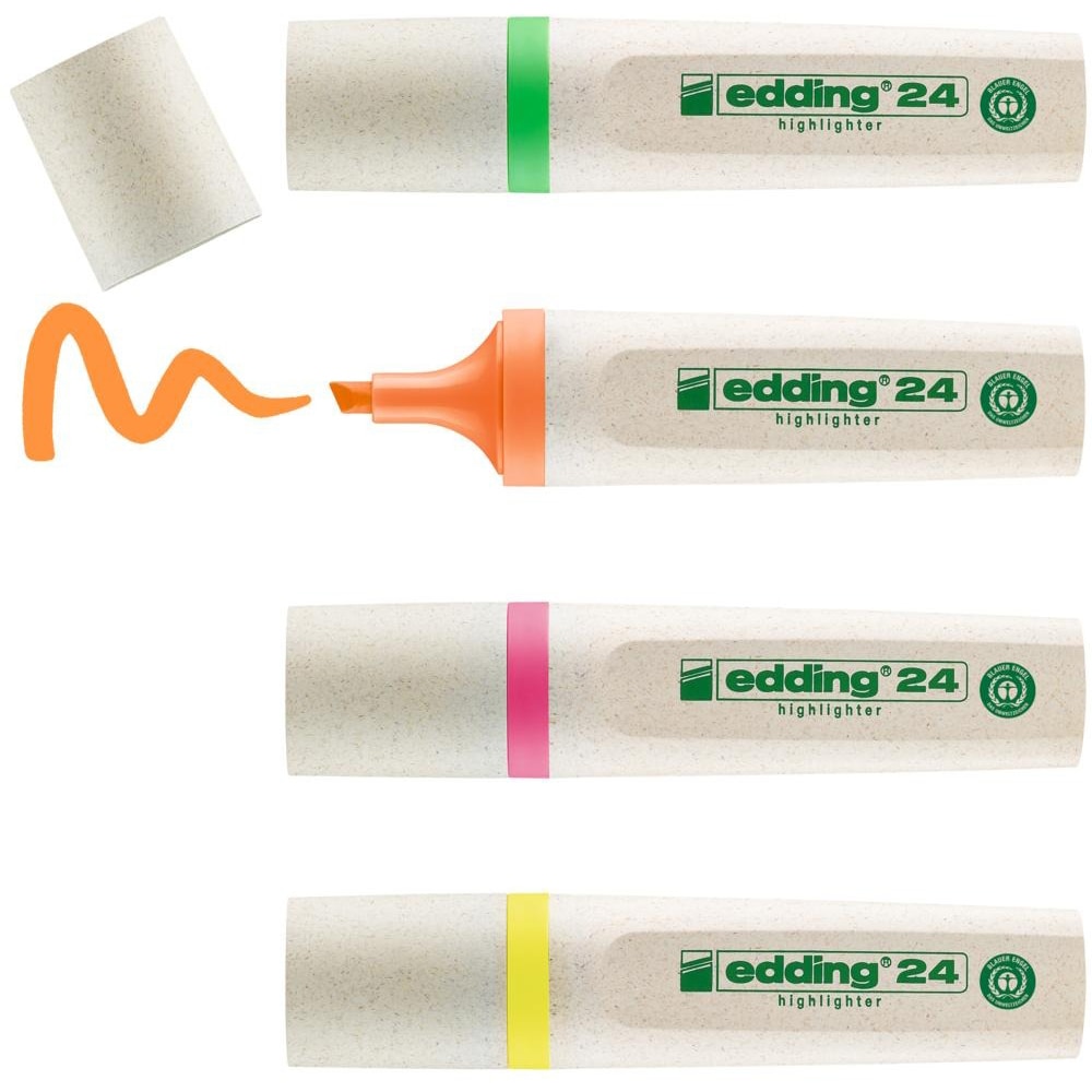 Set markere EDDING E24 EcoLine, 2-5 mm, 4 bucati, multicoloraEcoLine